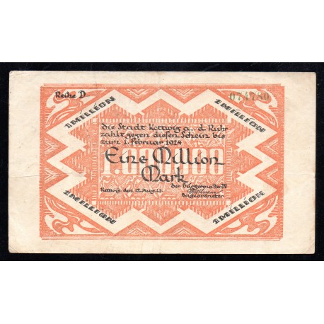 ALLEMAGNE - NOTGELD - KETTWIG-Stadt - 1 MILLION MARK - 15/08/1923 - 01/02/1924 - SERIE D