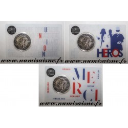 FRANCE - SÉRIE DES 3 PIÈCES POUR LA RECHERCHE MEDICALE - 2 EURO 2020 - UNION - HEROS - MERCI - COINCARD