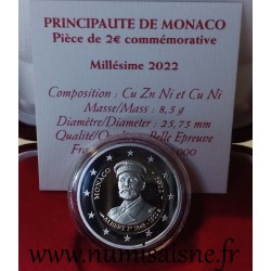 MONACO - 2 EURO 2022 - 100 ans de la mort du Prince Albert I