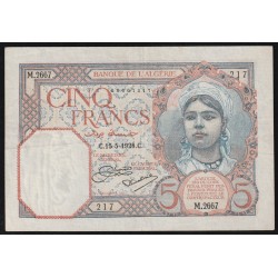 ALGERIE - PICK 77 a - 5 FRANCS - 15/05/1928