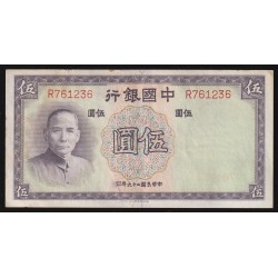 CHINE - PICK 80 - 5 YUAN 1937