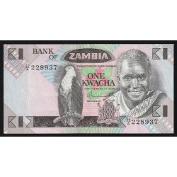 ZAMBIE - PICK 23 a - 1 KWACHA - 1980-1988 - SIGN 5