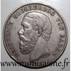 ALLEMAGNE - BADE - KM 263 - 5 MARK 1876 G - Karlsruhe - Friedrich I