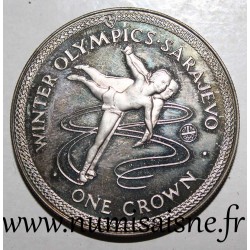 ISLE OF MAN - KM 117a - 1 CROWN 1984 - Sarajevo Winter Olympics - Figure Skater