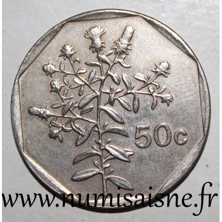 MALTE - KM 98 - 50 CENTS 1992 - Tulliera