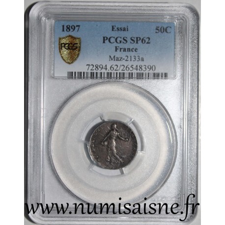 GADOURY 81.P3 - 50 CENTIMES 1897 - Essai - Piedfort - Flan mat - PCGS SP62 - Maz-2133a