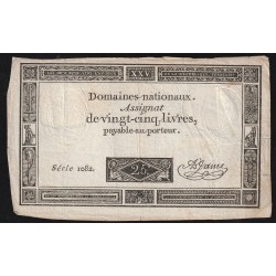 ASSIGNAT DE 25 LIVRES - 06/06/1793 - DOMAINES NATIONAUX - SERIE 1082