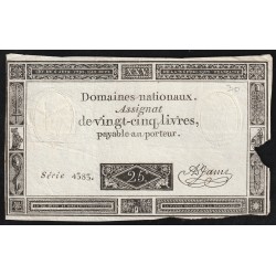 ASSIGNAT DE 25 LIVRES - 06/06/1793 - DOMAINES NATIONAUX - SERIE 4383