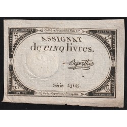 ASSIGNAT DE 5 LIVRES - 10 BRUMAIRE AN 2 - 31/10/1793 - SÉRIE 23149