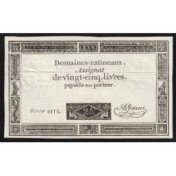 ASSIGNAT DE 25 LIVRES - 06/06/1793 - DOMAINES NATIONAUX - SERIE 4115