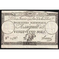 ASSIGNAT ÜBER 25 SOLS - 04/01/1792 - NATIONALE DOMÄNEN