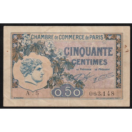 75 - PARIS - CHAMBRE DE COMMERCE - 50 CENTIMES - 10/03/1920