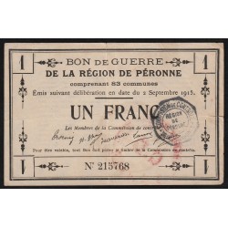 BON DE GUERRE - REGION DE PERONNE  - 1 FRANC - 02/09/1915