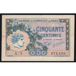 COUNTY 75 - PARIS - CHAMBER OF COMMERCE - 50 CENTIMES - 10/03/1920