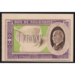 BON DE SOLIDARITÉ - 1 FRANC 1941-1944 - TYPE PÉTAIN