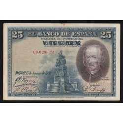 SPAIN - PICK 74 b - 25 PESETAS - 15/08/1928