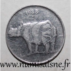 INDE - KM 54 - 25 PAISE 1988 - Bombay - Rhinocéros