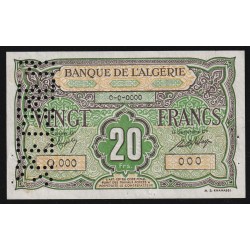 ALGERIEN - PICK 22 s - 20 FRANCS - SPECIMEN - 1948