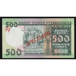 MADAGASKAR - PICK 64 - 500 FRANCS / 1000 ARIARY - EXEMPLAR - UNDATIERT