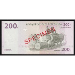 CONGO - 200 FRANCS - SPECIMEN - 2007