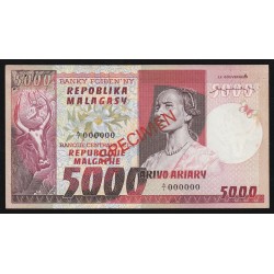 MADAGASCAR - PICK 66 s - 5000 FRANCS - SPECIMEN - 1974