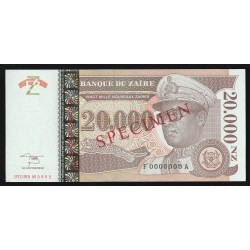 ZAIRE - PICK 72 s - 20.000 NEW ZAIRES - SPECIMEN - 30/01/1996