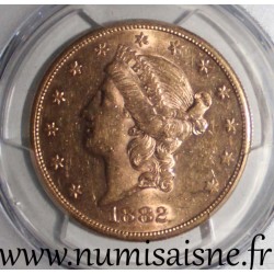 ÉTATS UNIS - KM 74 - 20 DOLLARS 1882 S - San Francisco - LIBERTY HEAD - DOUBLE EAGLE - PCGS AU55