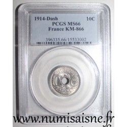 FRANKREICH - KM 866 - 10 CENTIMES 1914 - Unterstrichen - Lindauer probemünze - PCGS MS66