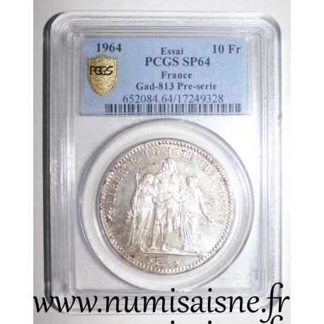 FRANKREICH - KM 932 - 10 FRANCS 1964 - HERCULE - Auflage 131 - Vorserie -Probemünze