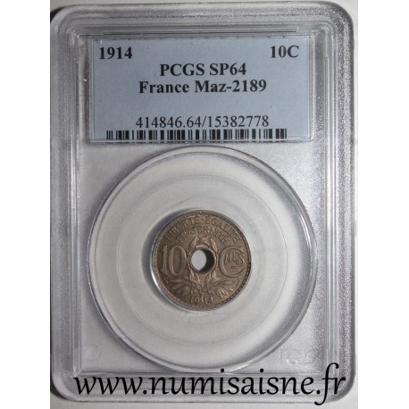 GADOURY Vert 39.7 - 10 CENTIMES 1914 - Souligné - Essai de Lindauer - PCGS MS66