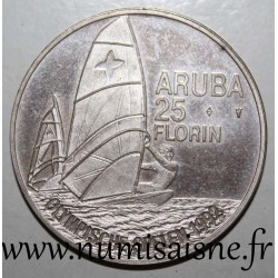 ARUBA - KM 10 - 25 FLORIN 1992 - Jeux Olympiques d'été à Barcelone - Planche à voile