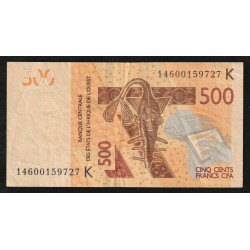 WESTAFRIKANISCHE STAATEN - SENEGAL - PICK 719 K.c  - 500 FRANCS (20)14 - SIGN 40 - B C E A O