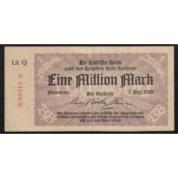 DEUTSCHLAND - NOTGELD - MANNHEIM - BADISCHE BANK - 1 MILLION MARK - 07/08/1923