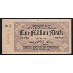 GERMANY - NOTGELD - MANNHEIM - BADISCHE BANK - 1 MILLION MARK - 07/08/1923
