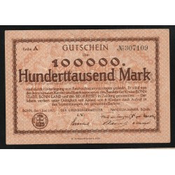 GERMANY - NOTGELD - BONN Stadt - HANDELSKAMMER - 100.000 MARK - 01/06/1923 - SERIE A