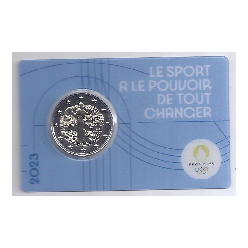 FRANCE 2 EURO 2023 JEUX OLYMPIQUES 2024 COINCARD BLEUE