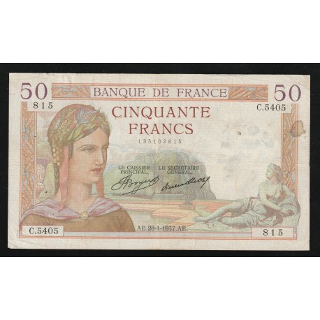 FAY 17/33 - 50 FRANCS CERES - 28/01/1937 - PICK 81