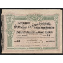 FRANCE - LOTTERY - PARISIAN PRESS AND DEPARTMENTAL PRESS - 20 FRANCS NOTES - 30/06/1905