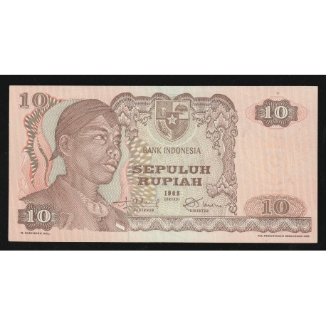 INDONESIE - PICK 105 a - 10 RUPIAH - 1968 - DV