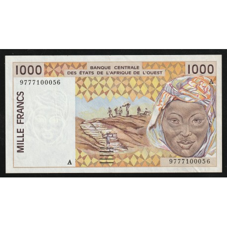 ÉTATS DE L'AFRIQUE DE L'OUEST - CÔTE D'IVOIRE - PICK 111 A g - 1.000 FRANCS 19(97) - "A"- B C E A O