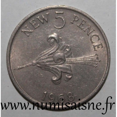 GUERNESEY - KM 23 - 5 NEW PENCE 1968 - Lys