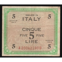 ITALIEN - PICK M 18 a - 5 LIRE - 1943 A