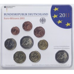 DEUTSCHLAND - Satz von 9 Euro-Münzen 2011 F - Stuttgart - 2 euro Nordrhein-Westfalen