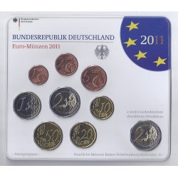 DEUTSCHLAND - Satz von 9 Euro-Münzen 2011 G - Karlsruhe - 2 euro Nordrhein-Westfalen