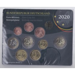 DEUTSCHLAND - Satz von 9 Euro-Münzen 2020 J - Hamburg - 2 euro Schloss Sanssouci