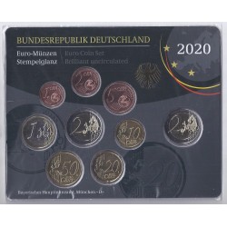 DEUTSCHLAND - Satz von 9 Euro-Münzen 2020 D - Berlin - 2 euro Schloss Sanssouci