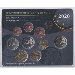 GERMANY - Set of 9 euro coins 2020 D - Berlin - 2 euro Schloss Sanssouci