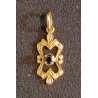 PENDENTIF OR 18 CARATS ORNÉ D'UN SAPHIR 2.5 X 3.5 MM ET DE BRILLANTS - Ref 0/94446