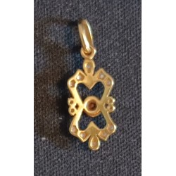 PENDENTIF OR 18 CARATS ORNÉ D'UN SAPHIR 2.5 X 3.5 MM ET DE BRILLANTS - Ref 0/94446