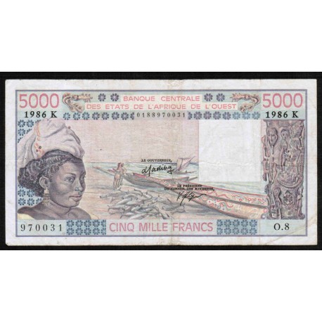 ÉTATS DE L'AFRIQUE DE L'OUEST - SENEGAL - PICK 708 K. k  - 5 000 FRANCS - 1986 - B C E A O